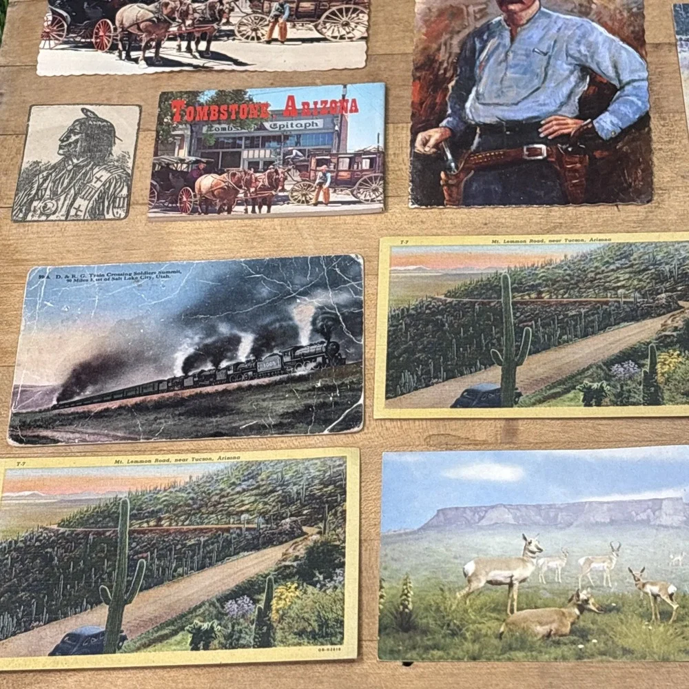 Vintage Western Postcard Lot 22 Pcs Arizona Kansas Cowboy Scenic Ephemera